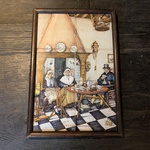 Zespas tegeltableau met polychrome voorstelling van Groninger Binnenhu