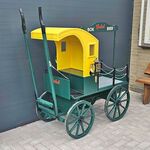 Bokkenwagen met span en houten wielen, Groen