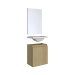 Toiletmeubel Fontein 40 cm + spiegel, Allibert, PORTO PACK, Wit / Hout