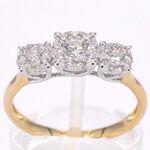 Gouden ring met drie chatons van diamanten 0.75 carat