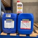 2x jerrycan en fles Cleaner en protector Fernox, Protector F1 en Clean
