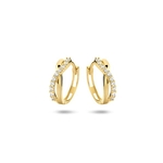 Sparkle14 Klap Oorringen Zirkonia 12,5 mm Goud