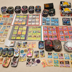 Pokémon mega collectie met o.a. vintage kaarten, 4 gevulde mappen, tin