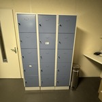 3x Lockerkast en pedaalemmer, blauw/grijs