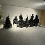 9x Kunstkerstboom, zwart