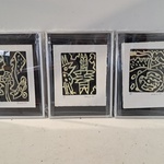 3x Schilderijen, Corneille Etsen Ingekleurd, Pastel compositie