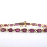 Gouden tennisarmband met natuurlijke diamanten en robijn