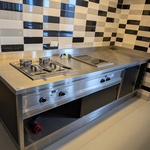 RVS horeca kook-/frituurunit met dubbele friteuse en inductiekookplaat