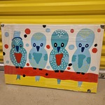 Olieverf op doek schilderij, Tonnie Voorn, “4 vogels”