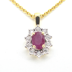 Gouden hanger met diamanten en robijn, excl. ketting