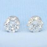 Witgouden solitaire oorbellen met diamanten 2.09 carat