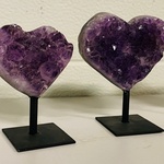 4x Amethist hart op metalen standaard