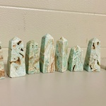 8x Blue Caribbean Calcite obelisk 4-zijdig)