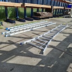 3x Ladder, Solide, incompleet 16 treden, Zilver