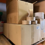Ca. 140x Rol papier plakband, bruin
