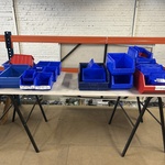 Partij opbergkratten, blauw/rood