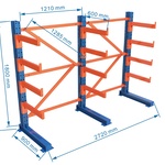 Draagarm Stelling Heda-, 2 Sectie’s L ca 272 cm, blauw/oranje, Bestaan