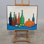 Schilderij in lijst, P. Smissaert, Stilleven met pompoen
