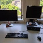 Computer met 2x monitor Fujitsu, DT8-D3061 Core i3