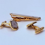 Christian Dior goldplated manchetknopen + tie-pin/stropdashouder