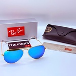 Rayban zonnebril Aviator large metal matte gold mirror blue