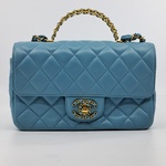 Handtas, Chanel, Mini Flapbag, mintgroen