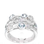 Witgouden design ring met aquamarijn en diamant