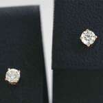 Rosegouden oorbellen met diamant