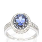 Witgouden ring met diamanten en tanzaniet