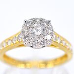 Gouden entourage ring met briljant geslepen diamanten van 1.00 carat