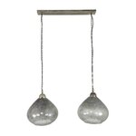 Hanglamp 2l Clear stone en oud zilver