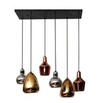 Hanglamp 3+3 Mix glas tricolore artic, zwart