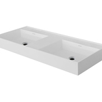 Wastafel met 2 wasbakken zonder kraangaten, Wonda Square, WD 120, mat