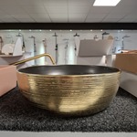Waskom, Sanisplash, Rondo, mat zwart/goud geborsteld