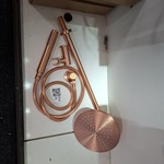 Handdoucheset + regendoucheset, rood koper