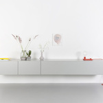 Zwevend design tv-meubel, RAAT, Halm | 250, Grijs/agaat