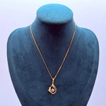 Goldplated pendant collier met blauwe akoya parel