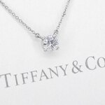 Tiffany & Co – platina solitaire halscollier met een natuurlijke diama