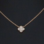 Rosegouden collier met diamanten hangers klaver vier