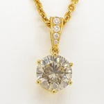 Gouden solitair hanger met een diamant van 1.50 carat, excl. ketting