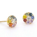 Gouden oorbellen met diamant en multicolour saffieren