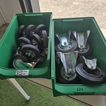Wielen in magazijnbakken
