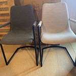 Set van 6 eetkamerstoelen, 3x grijs, 3x naturel