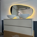 Badmeubel 120cm incl. 1x verwarmde led spiegel en 2x waskom wit, Kraft