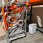 Partij draagkar lamellen, monitor en papiervernietiger