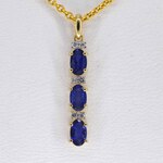 Gouden hanger met diamanten en saffier, excl. ketting