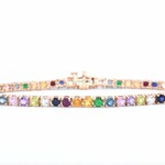 Rosegouden tennisarmband met multi colour edelstenen