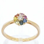Gouden ring met diamant en multicolour saffieren