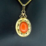 Gouden hanger met bloedkoraal, excl. ketting