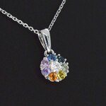 Witgouden hanger met diamanten en saffieren, excl. ketting